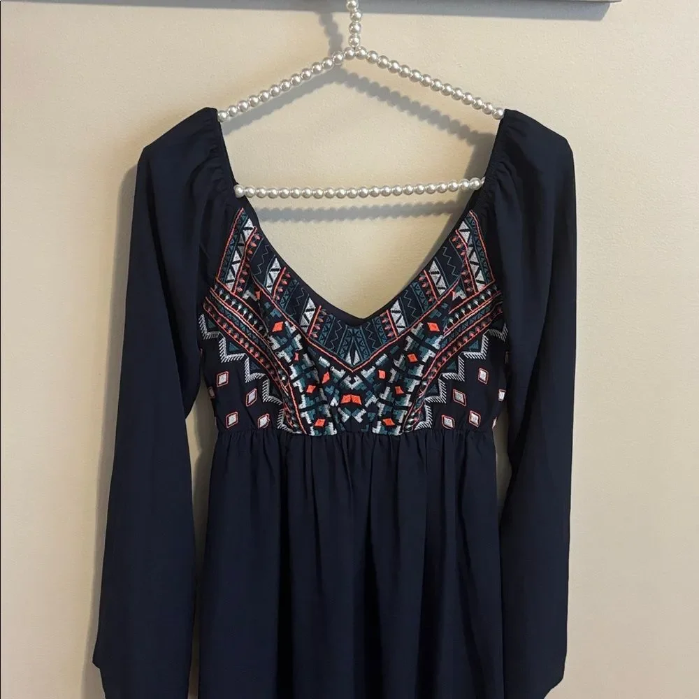 Jodi Kristopher Navy Embroidered dress size small